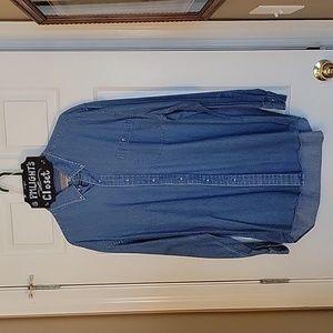 Preswick & Moore Denim Button Up Shirt 17 33/34 Blue